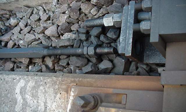 close up of nuts and bolts on a railway track