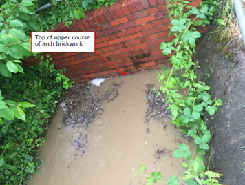 Picture of brickwork after the water level has risen