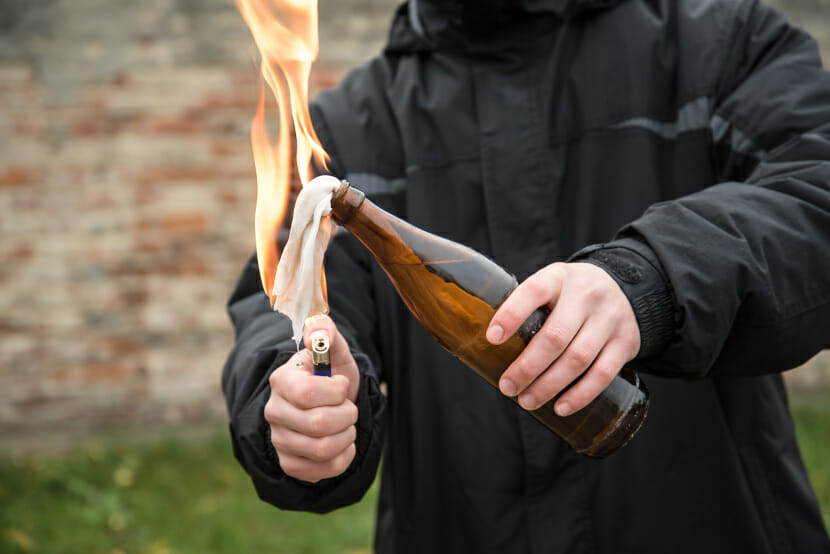 A rioter’s favourite - a Molotov cocktail. This incendiary device is an effective way of igniting a fire and departing the scene quickly, named after the ex-Soviet Foreign Minister Vyacheslay Molotov.
