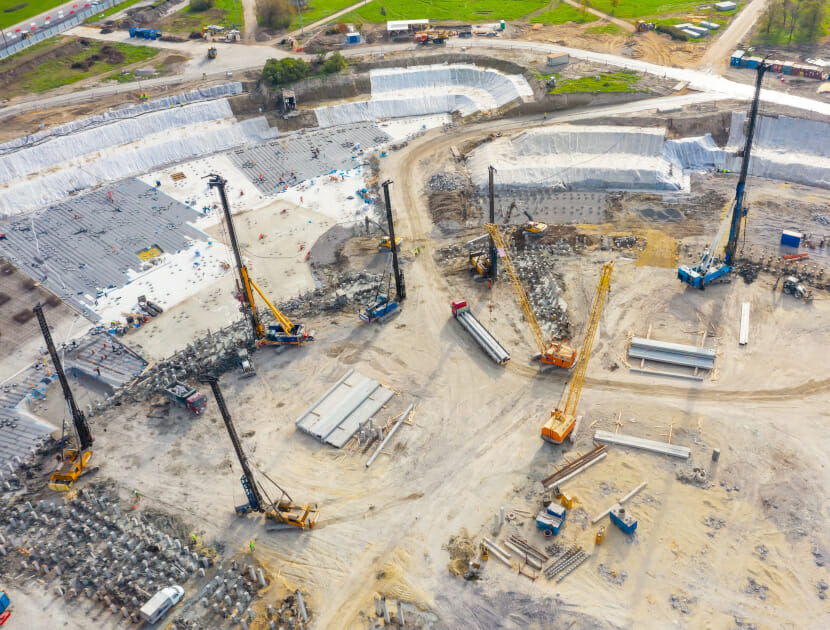 Aerial view of a construction site