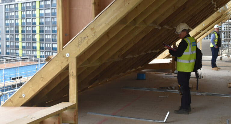 Hawkins forensic investigators undertaking an inspection of a building under construction