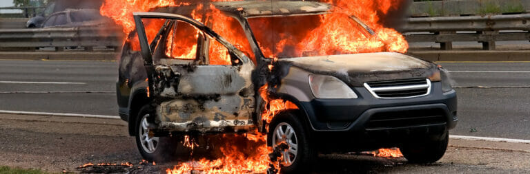 fire burning car