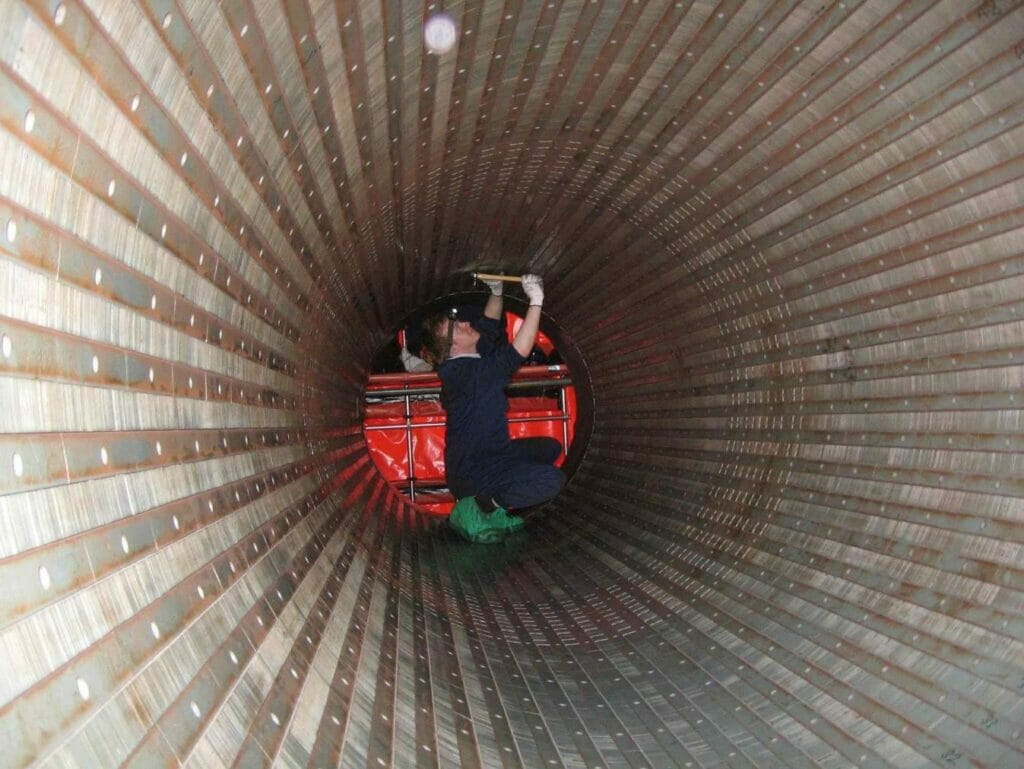 Ben Adams inside a stator