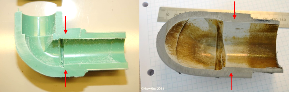 Two sectioned plastic elbow joints - Failures of Plastic Welded Pipes