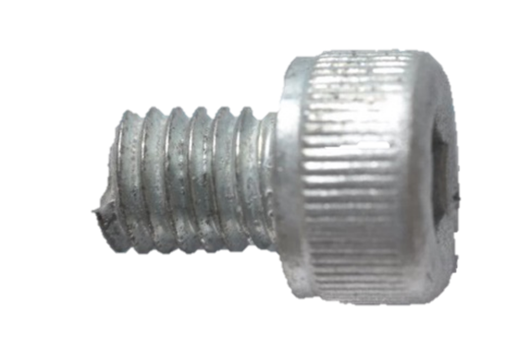 This image shows a machine screw that has failed in the screw thread region by hydrogen embrittlement.