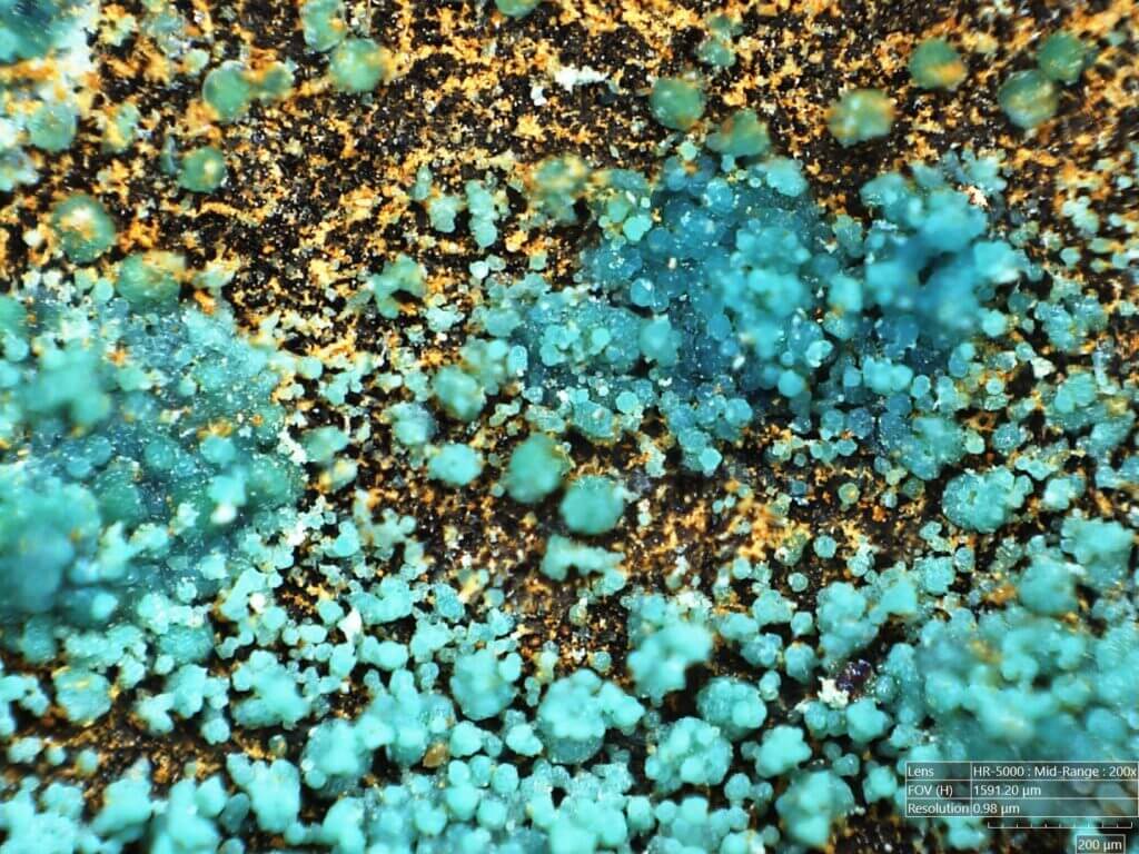 High-Resolution Picture of Copper Oxide at 200x Magnification