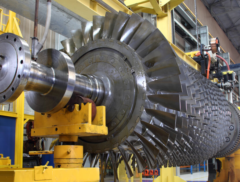 A turbine rotor at a workshop