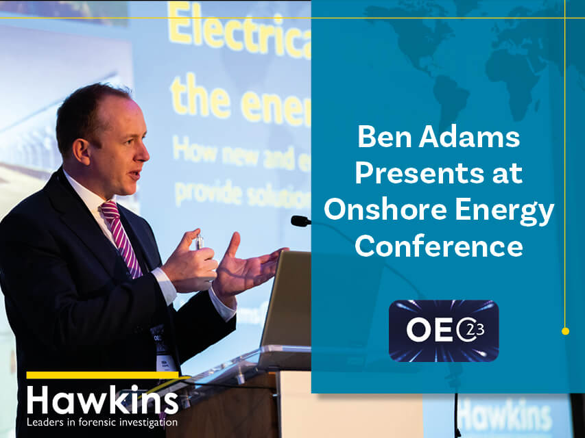 Picture of Ben Adams presenting at On Shore energy conference