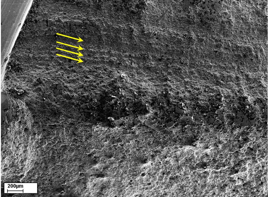 Microscopic image of fatigue features