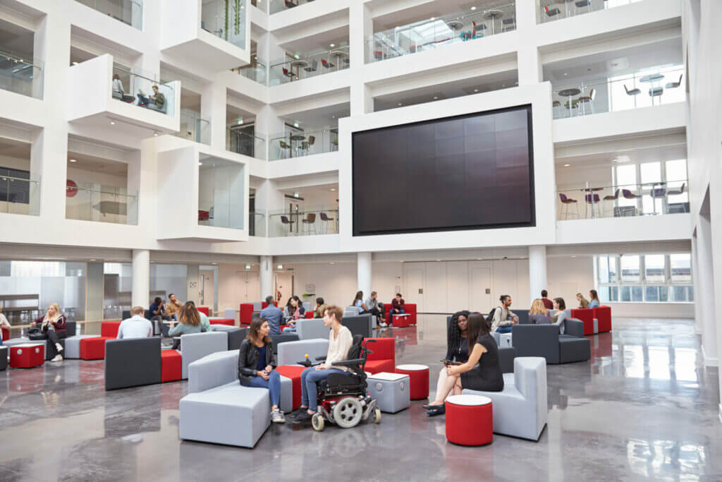 People in an atrium