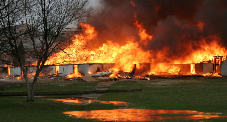 Fire spreading to nearby buildings