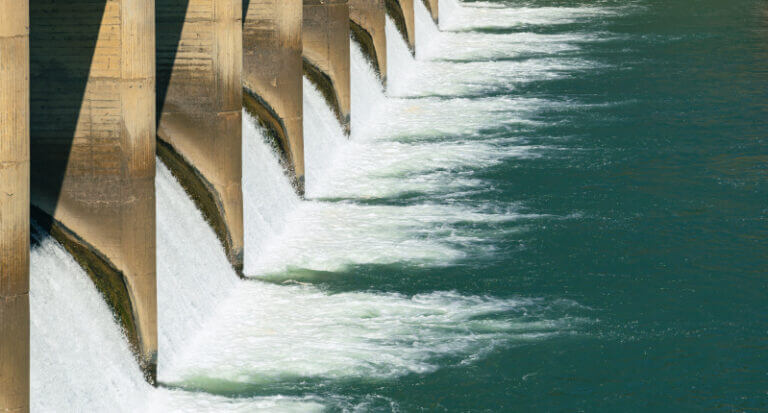 Water being released from a hydroelectric power station