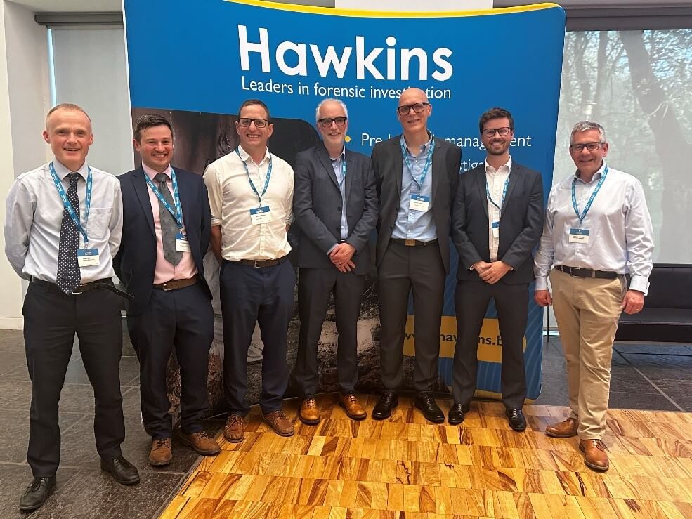 Image of Hawkins Directors Andrew Reeves, Alex Chambers, and Robert Edwards pictured with Tom Lamb and Byron Tyson of ALA and Euan Watson and David Anderson of M+ B