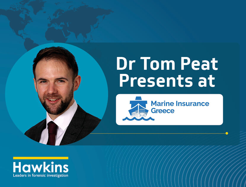 News image to promote that Forensic Fire investigator, Tom Peat recently presented at Marine Insurance Greece.