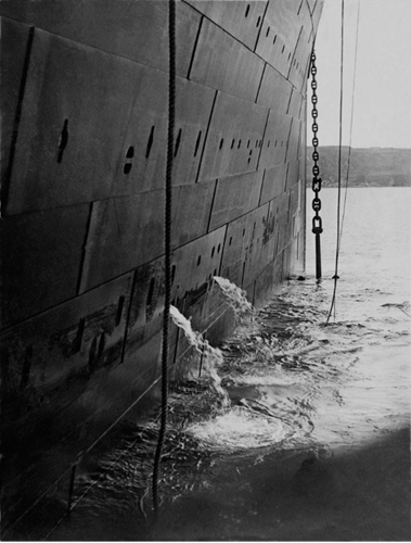 The steel plates of the Titanic’s Hull can be clearly seen here on April 11, 1912.Fr Browne SJ Collection—UIG/The Bridgeman Art Library