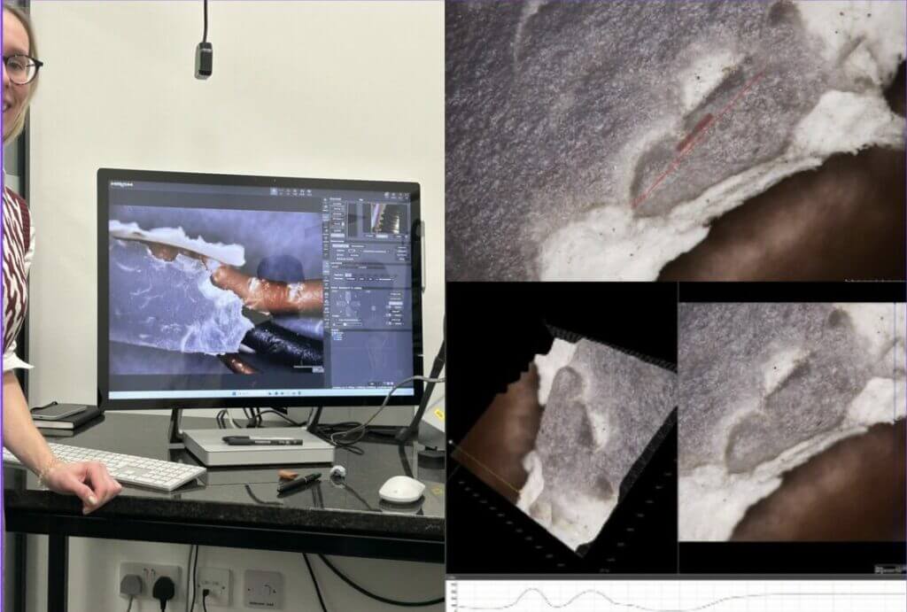 Caroline O'Keeffe Demonstrating the Hirox at a forensic fun day