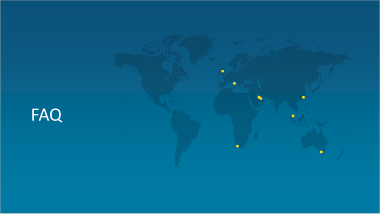 FAQ new Map image with all locations including Australia, South Africa, Italy and Abu dhabi