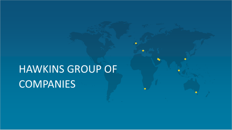 Hawkins Group of companies new Map image with all locations including Australia, South Africa, Italy and Abu dhabi