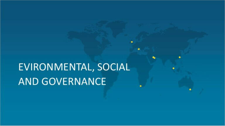 Environmental, social and governances map image with all locations including Australia, South Africa, Italy and Abu dhabi